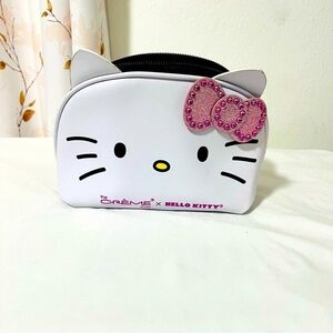 Creme Shop Hello Kitty Faux Leather Makeup Bag Pink Glitter & Rhinestone Bow